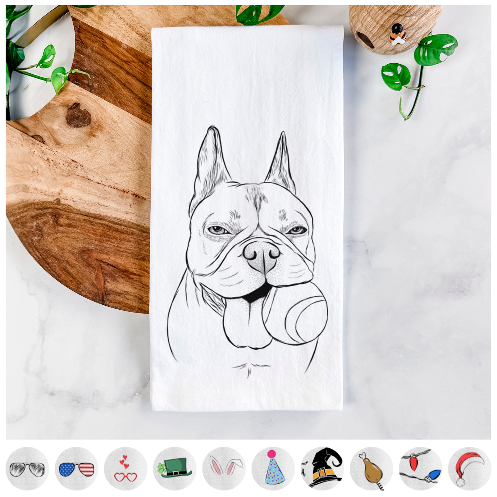 Happy Franco the French Bulldog Tea Towel