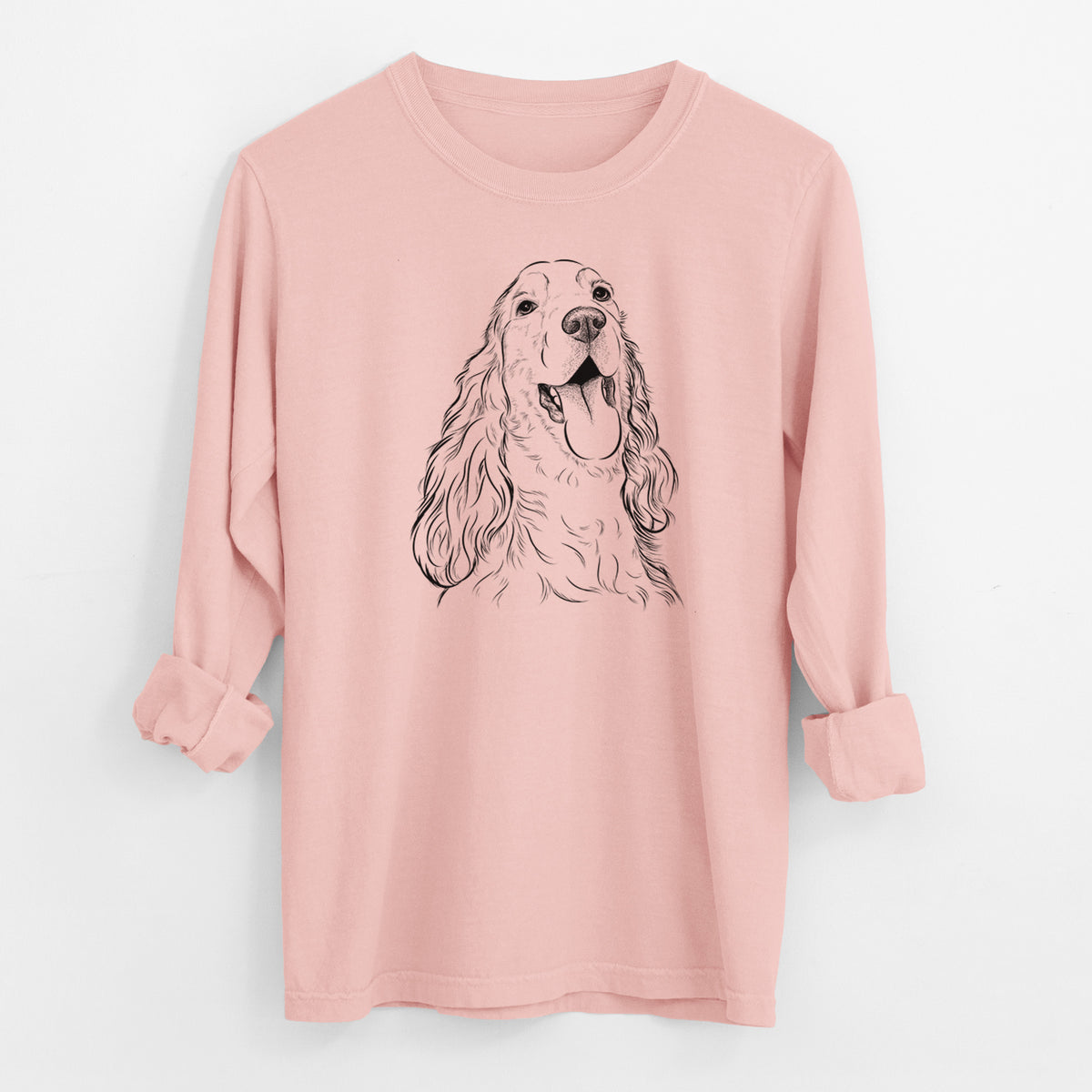 Bare Happy Henry the English Cocker Spaniel - Men's Heavyweight 100% Cotton Long Sleeve