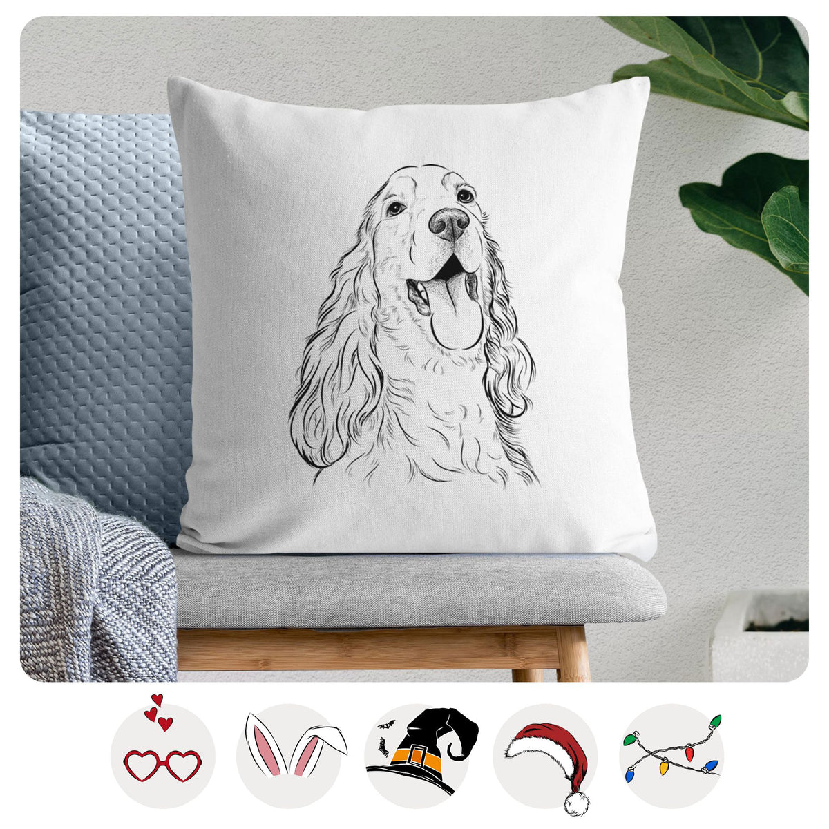 Happy Henry the English Cocker Spaniel - Throw Pillow Cover