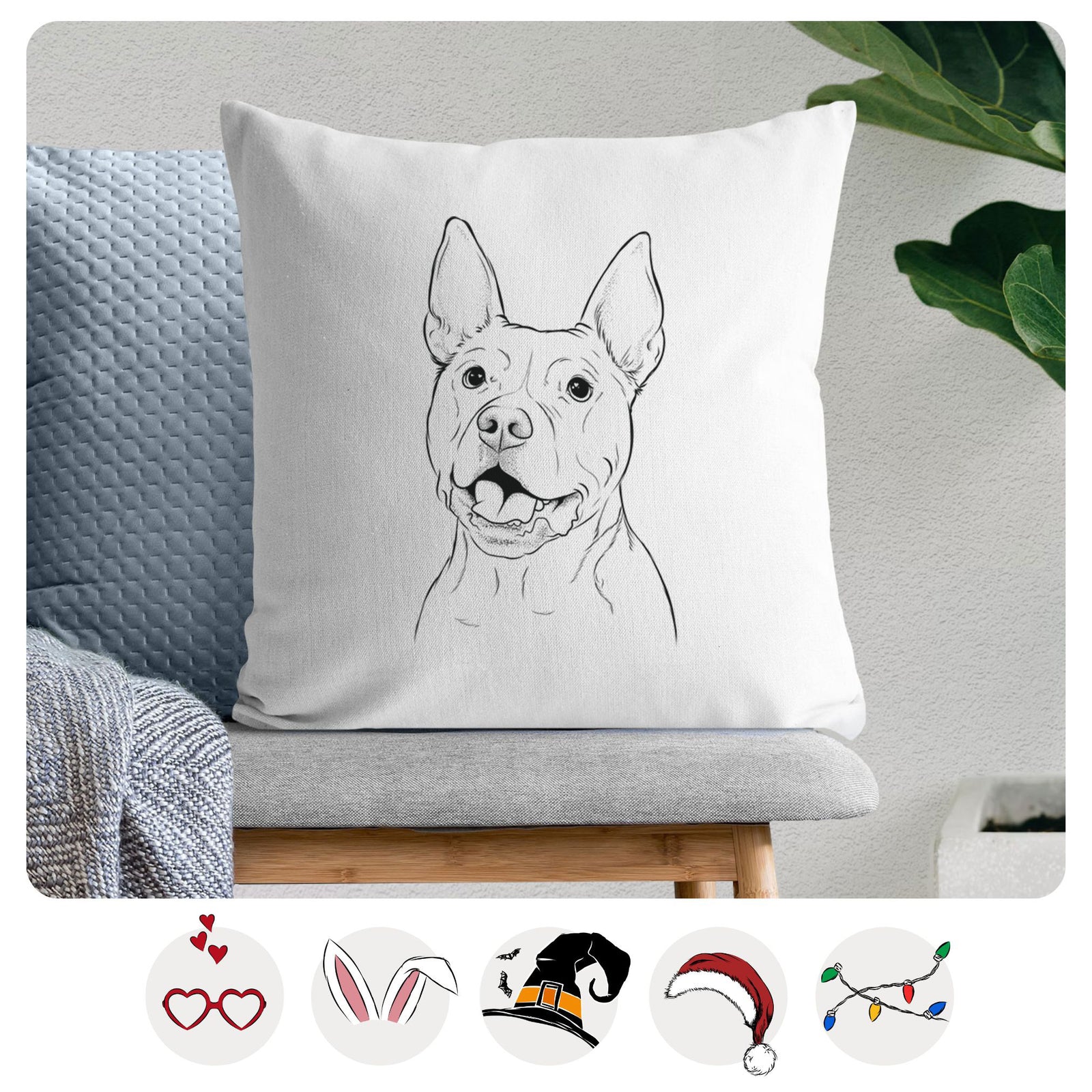 Harley the Pitbull - Throw Pillow Cover