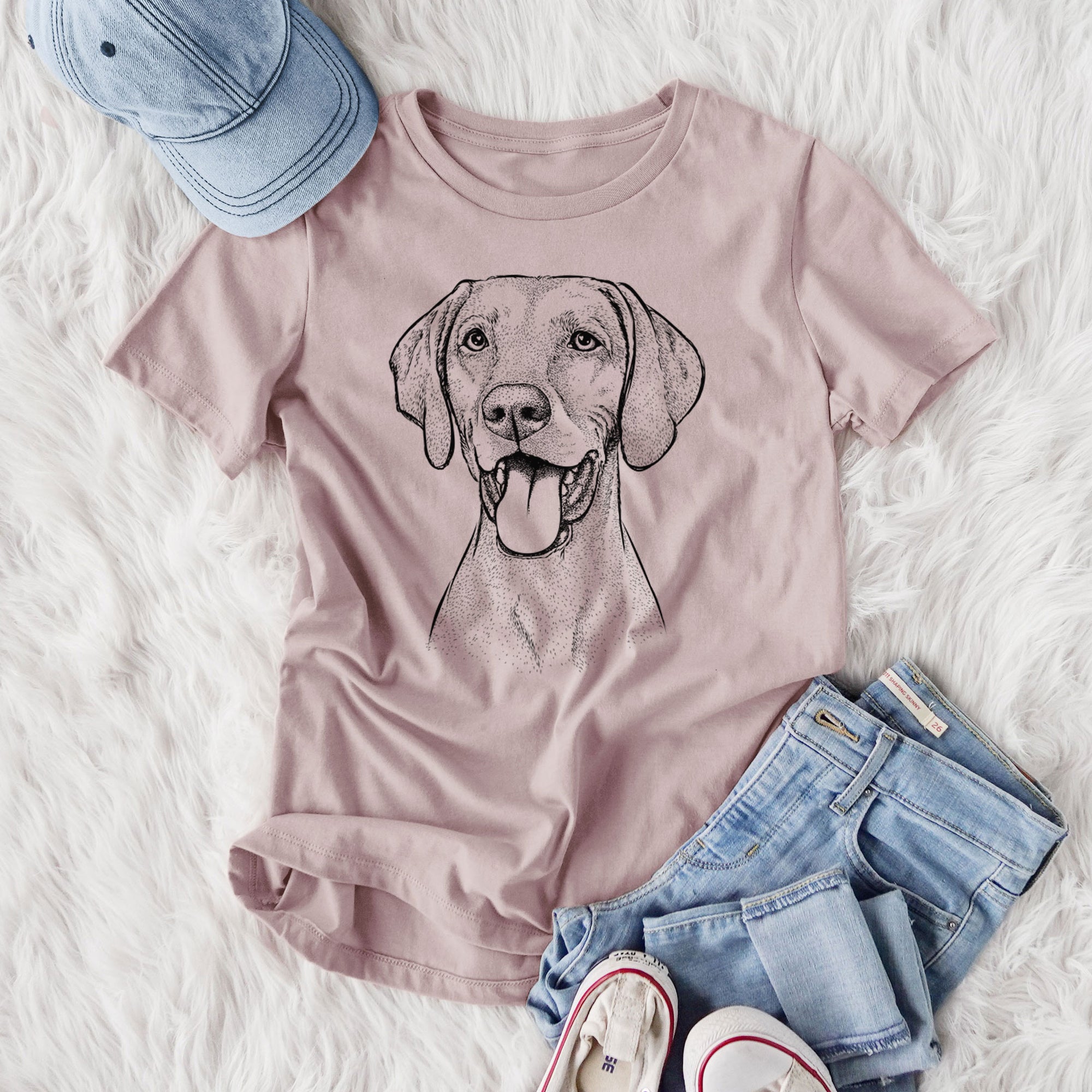 Bare Harper the Vizsla - Women's Lightweight Relaxed Fit 100% Cotton Crewneck