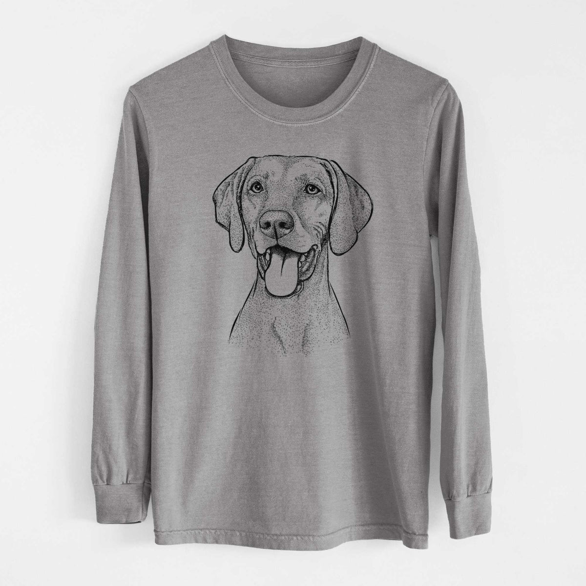 Bare Harper the Vizsla - Men's Heavyweight 100% Cotton Long Sleeve