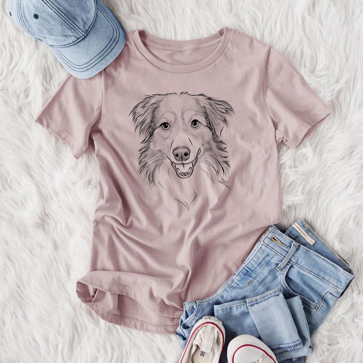Bare Hattie the Australian Shepherd - Women's Lightweight Relaxed Fit 100% Cotton Crewneck