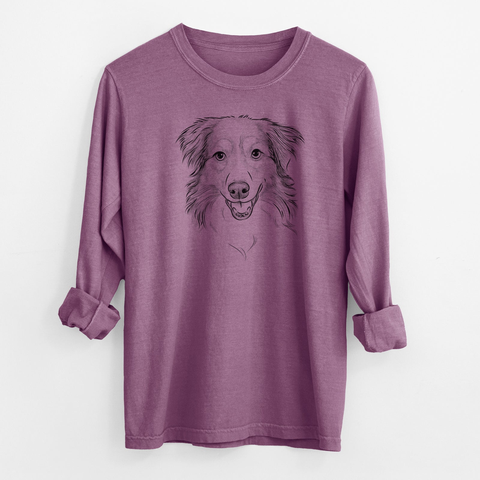 Bare Hattie the Australian Shepherd - Men's Heavyweight 100% Cotton Long Sleeve