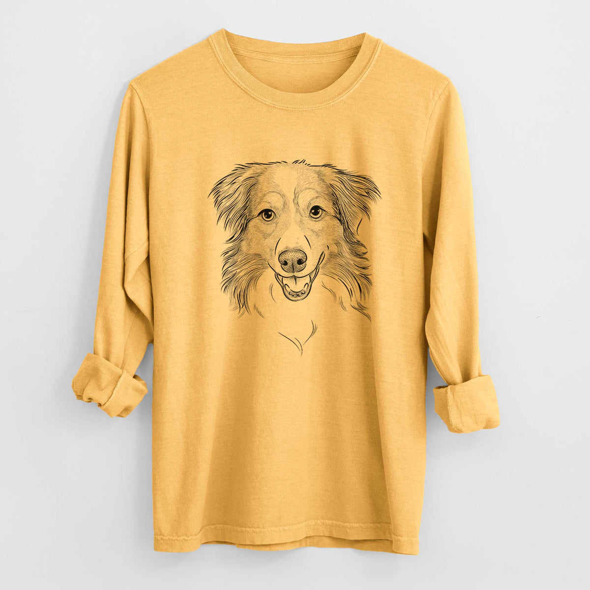 Bare Hattie the Australian Shepherd - Men's Heavyweight 100% Cotton Long Sleeve
