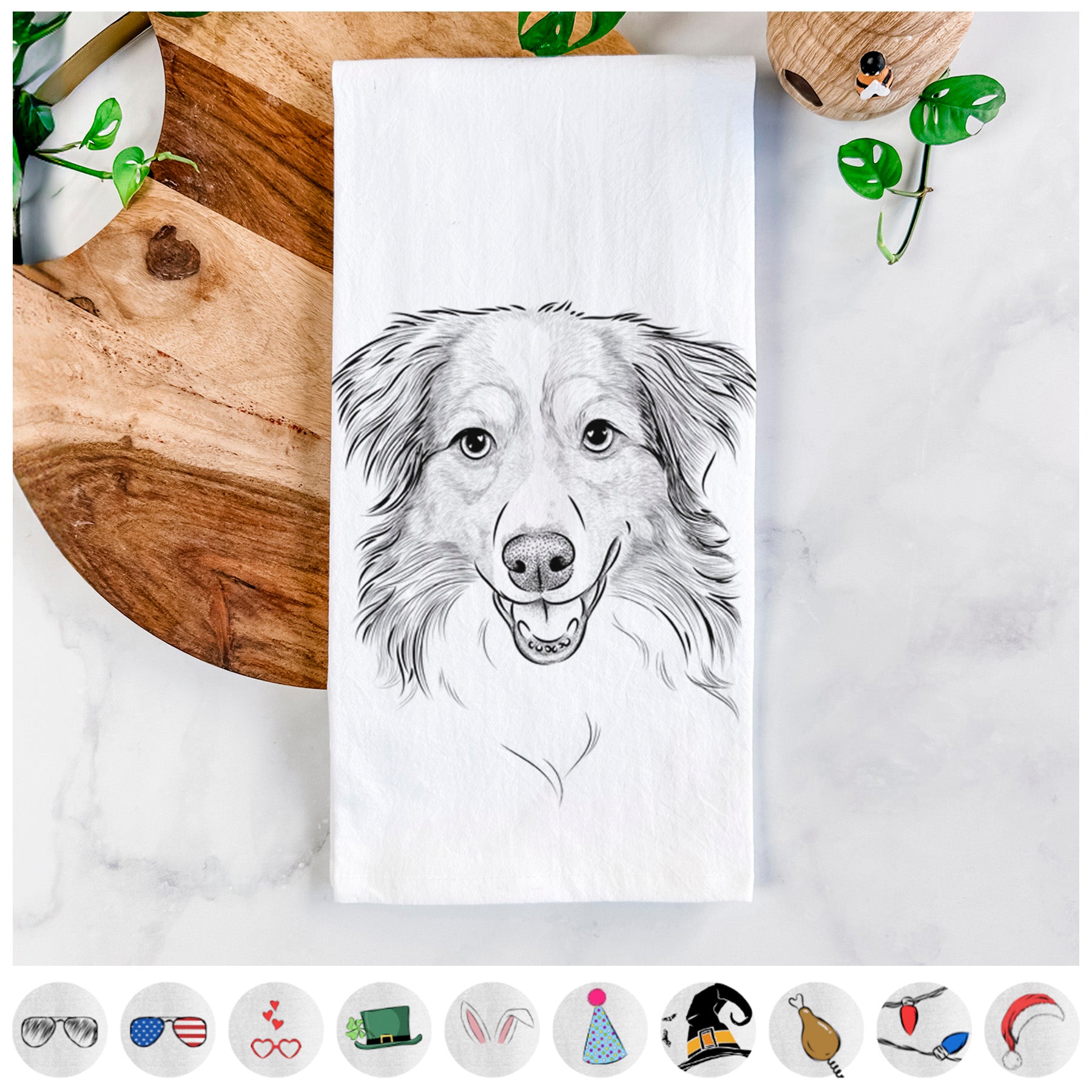 Hattie the Australian Shepherd Tea Towel