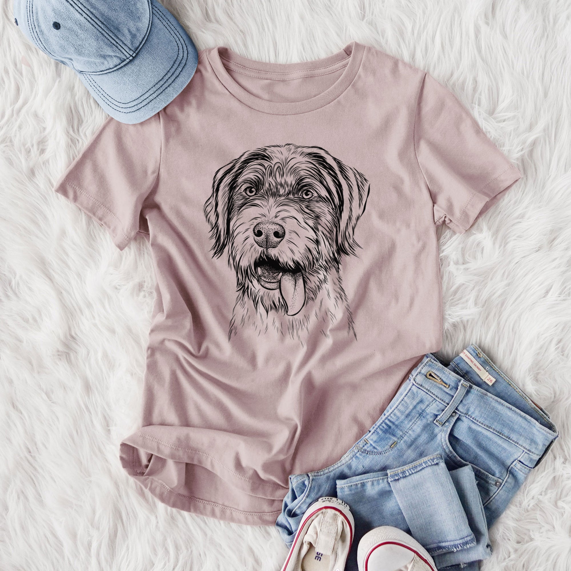 Bare Hazel the German Wirehaired Pointer Mix - Women's Lightweight Relaxed Fit 100% Cotton Crewneck