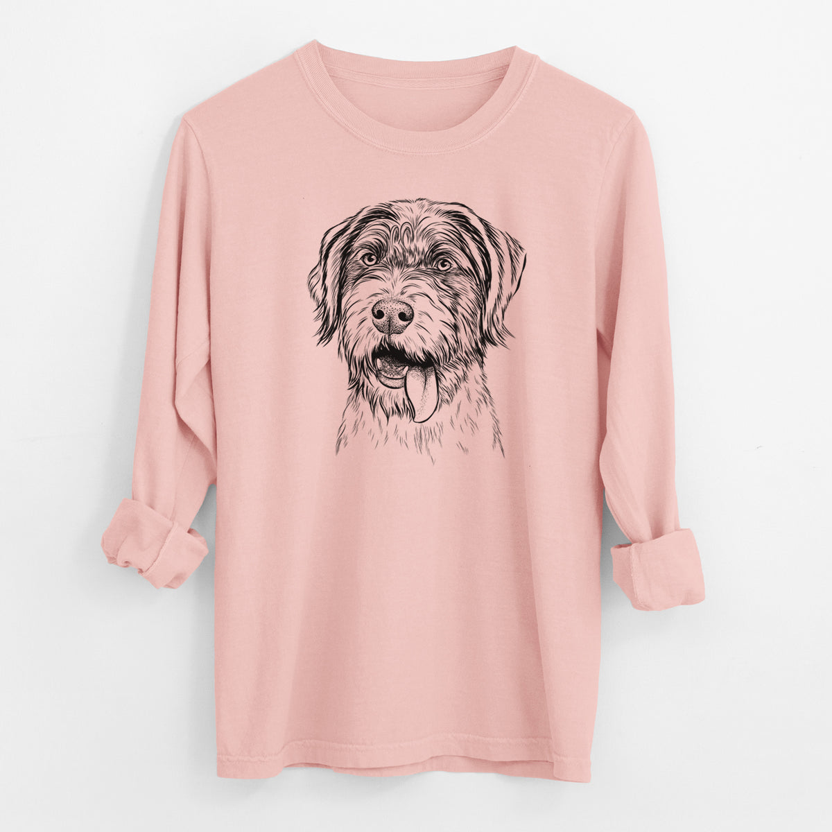 Bare Hazel the German Wirehaired Pointer Mix - Men's Heavyweight 100% Cotton Long Sleeve