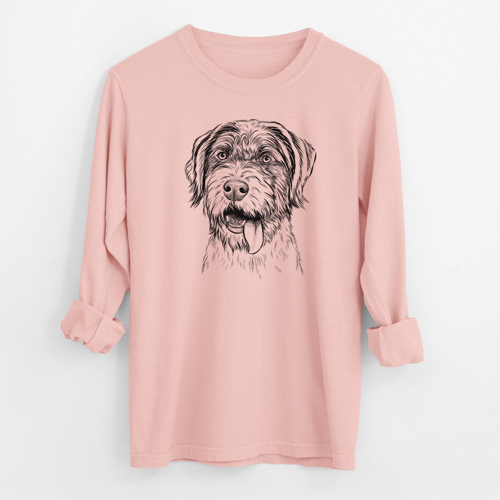 Bare Hazel the German Wirehaired Pointer Mix - Men's Heavyweight 100% Cotton Long Sleeve