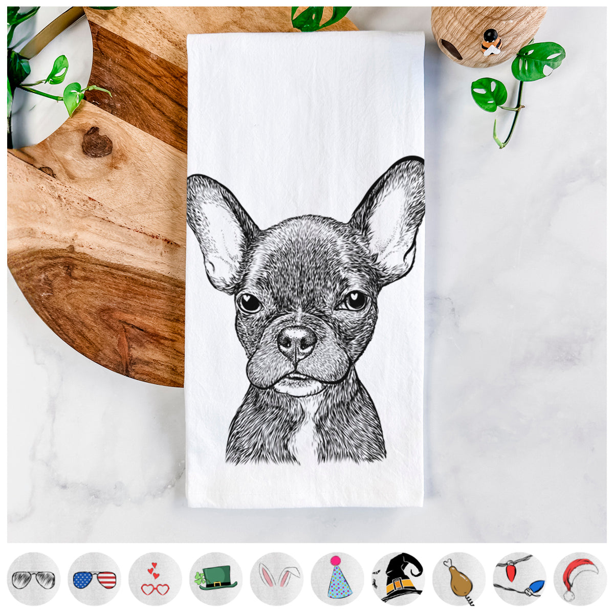 Henry the French Bulldog Tea Towel