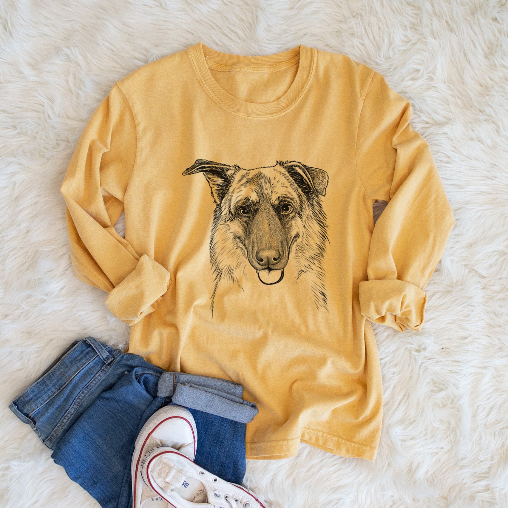 Bare Henry the German Shepherd - Men's Heavyweight 100% Cotton Long Sleeve