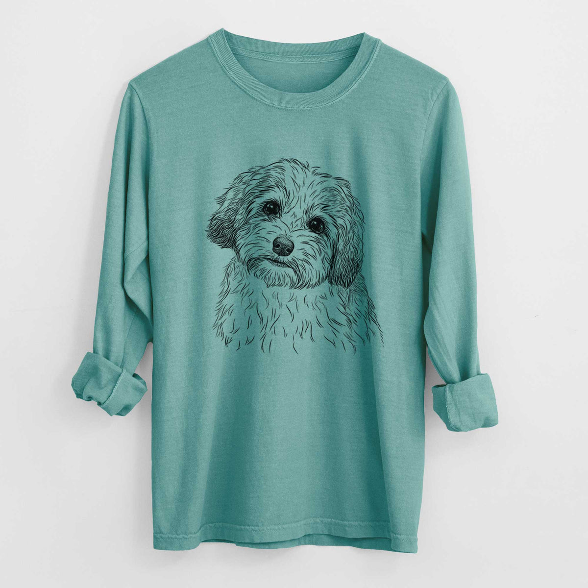 Bare Henry the Havanese - Men&#39;s Heavyweight 100% Cotton Long Sleeve