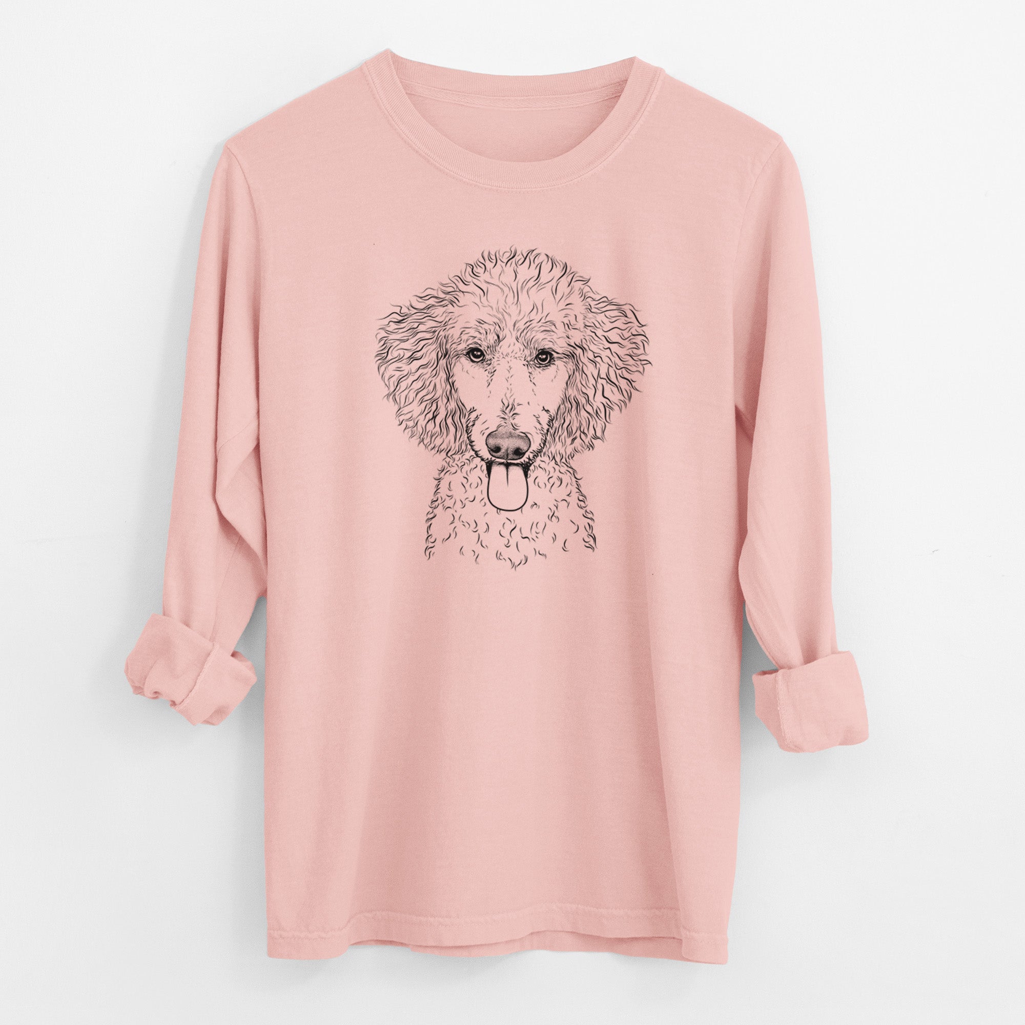 Bare Henry the White Standard Poodle - Men's Heavyweight 100% Cotton Long Sleeve