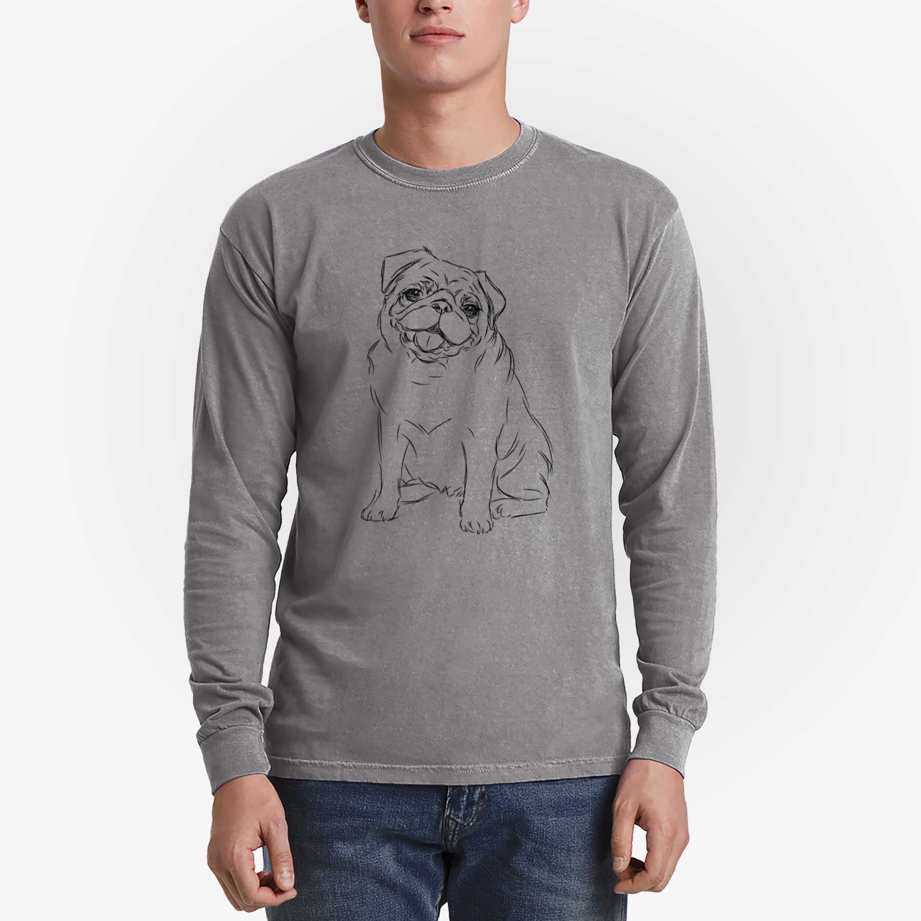 Bare Higgins the Pug - Men's Heavyweight 100% Cotton Long Sleeve