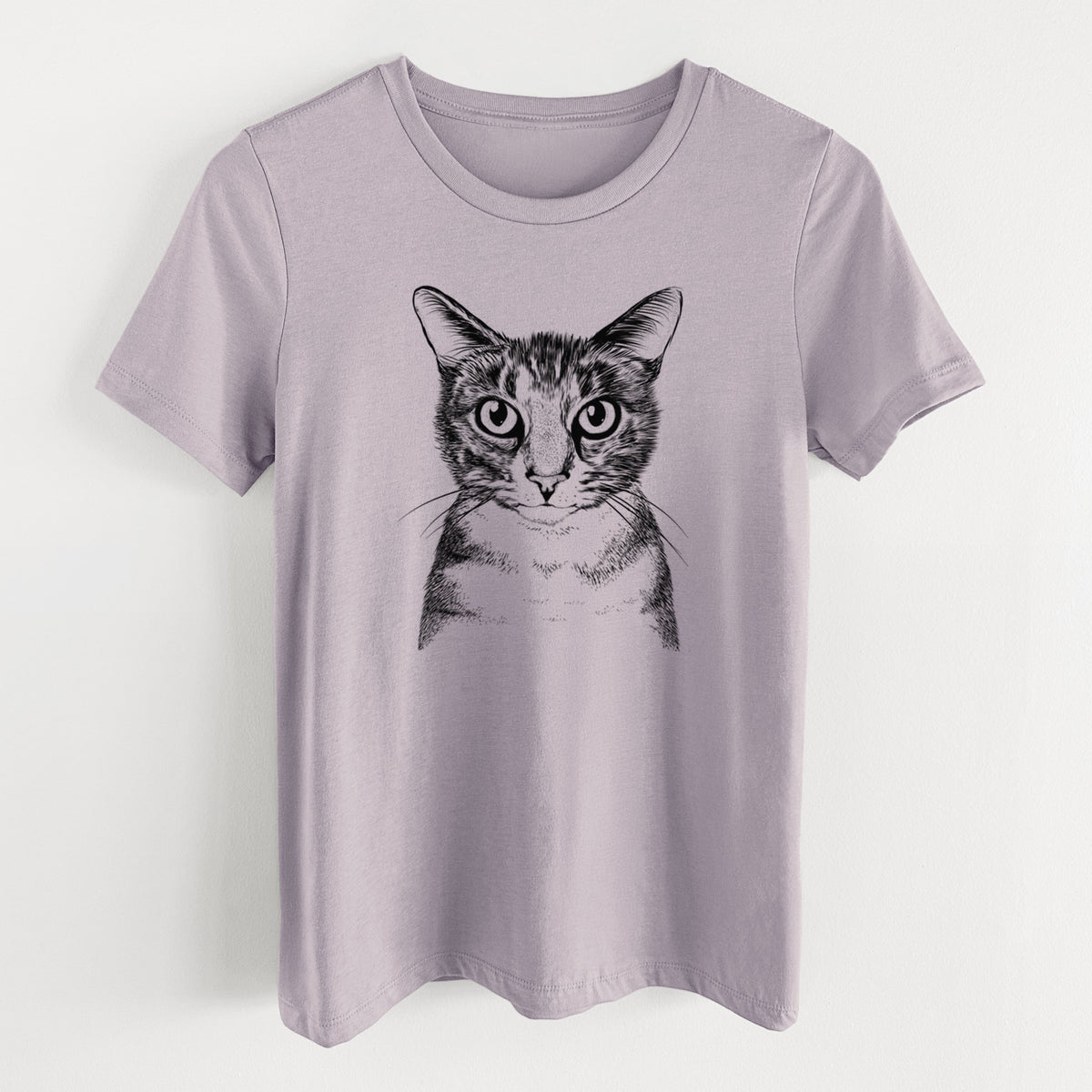 Bare Hobbes the Tabby Cat - Women&#39;s Lightweight Relaxed Fit 100% Cotton Crewneck