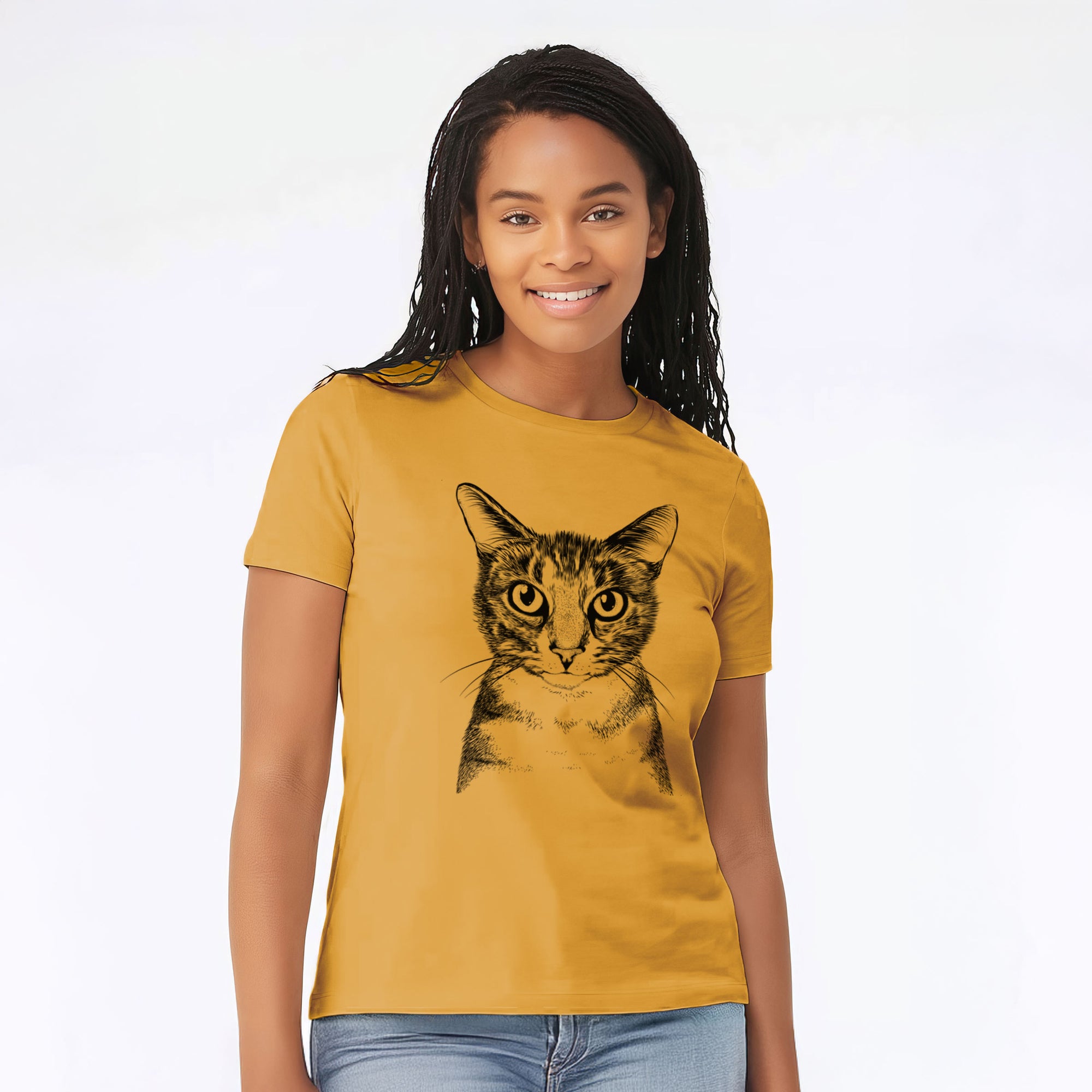 Bare Hobbes the Tabby Cat - Women's Lightweight Relaxed Fit 100% Cotton Crewneck