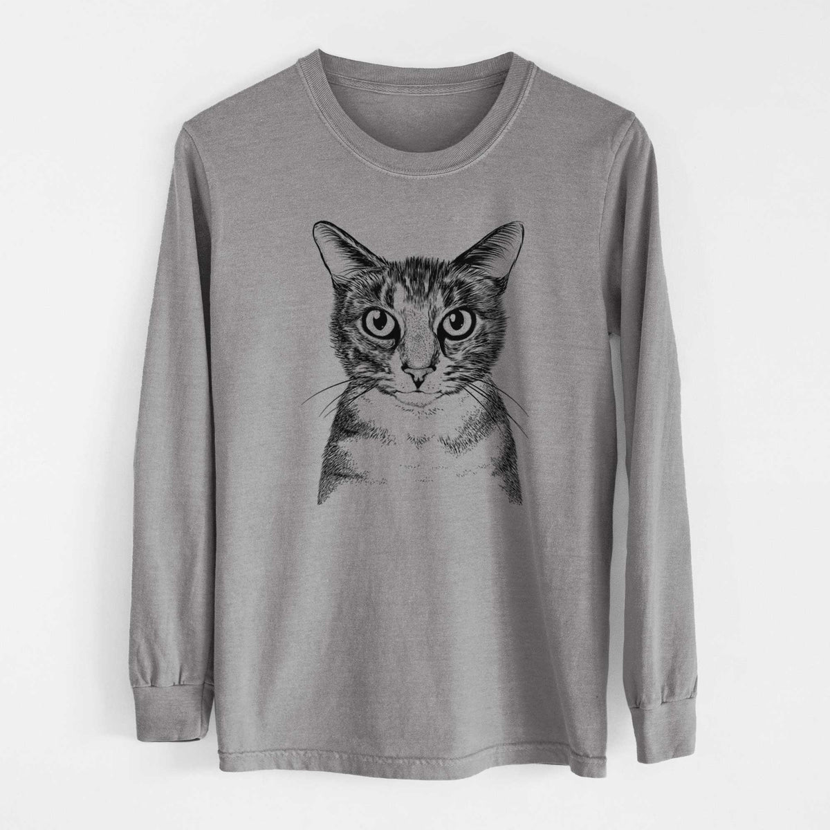 Bare Hobbes the Tabby Cat - Men's Heavyweight 100% Cotton Long Sleeve