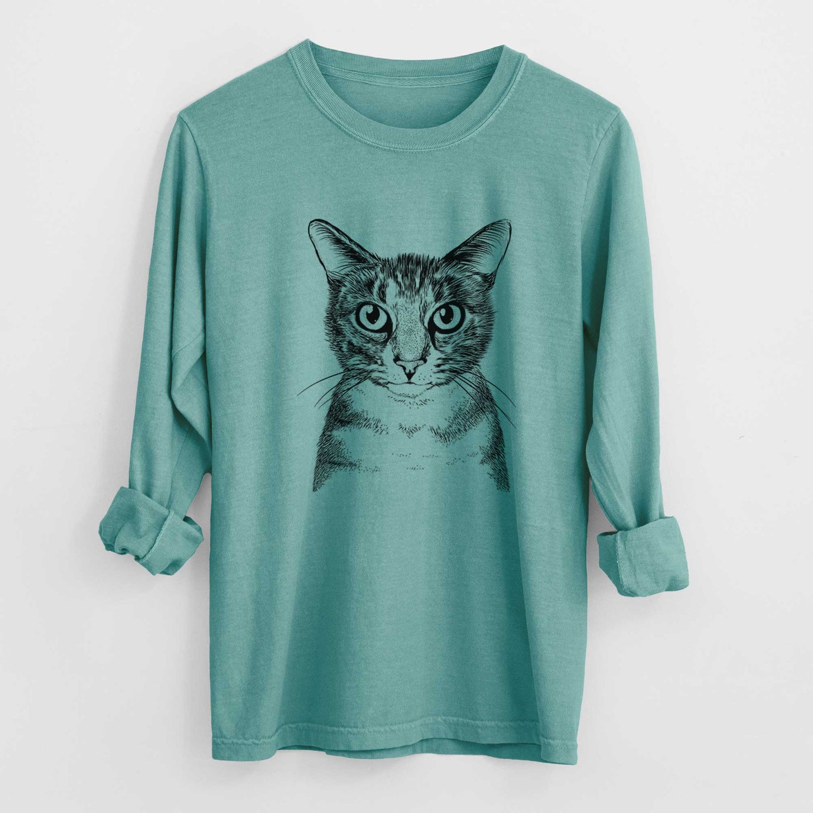 Bare Hobbes the Tabby Cat - Men's Heavyweight 100% Cotton Long Sleeve