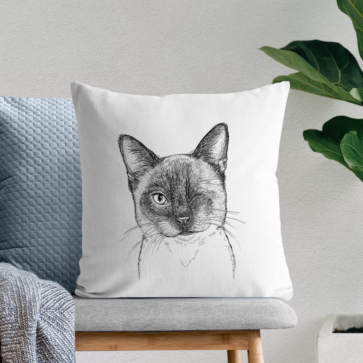 Hoggle the Siamese Cat - Throw Pillow Cover