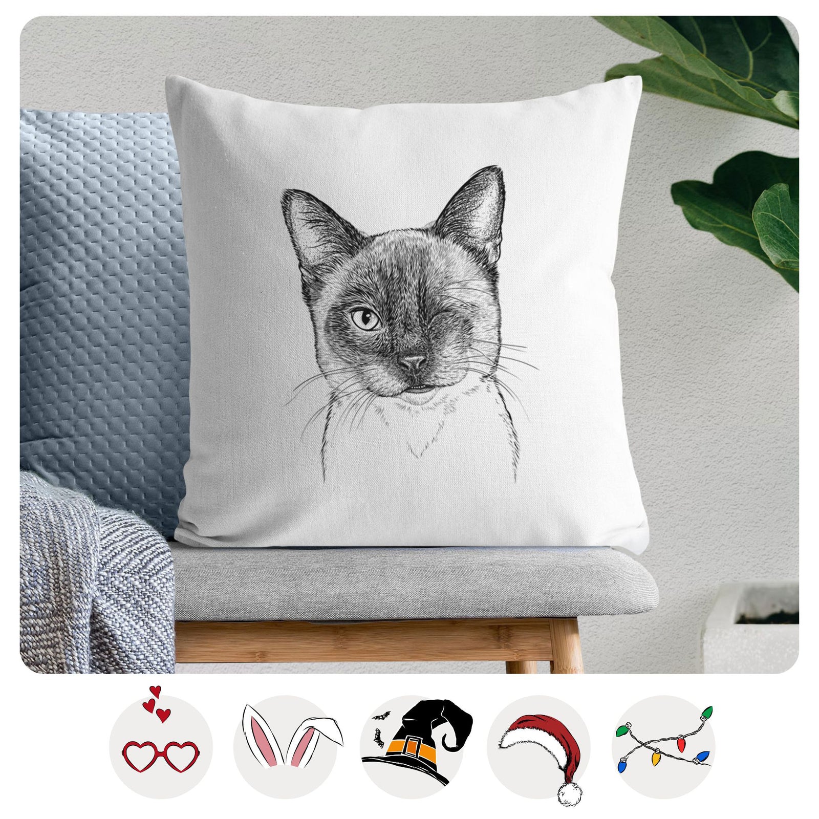 Hoggle the Siamese Cat - Throw Pillow Cover