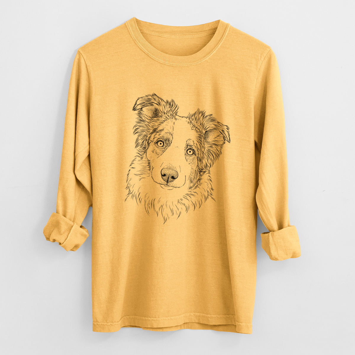 Bare HoneyBee the Miniature Australian Shepherd - Heavyweight 100% Cotton Long Sleeve