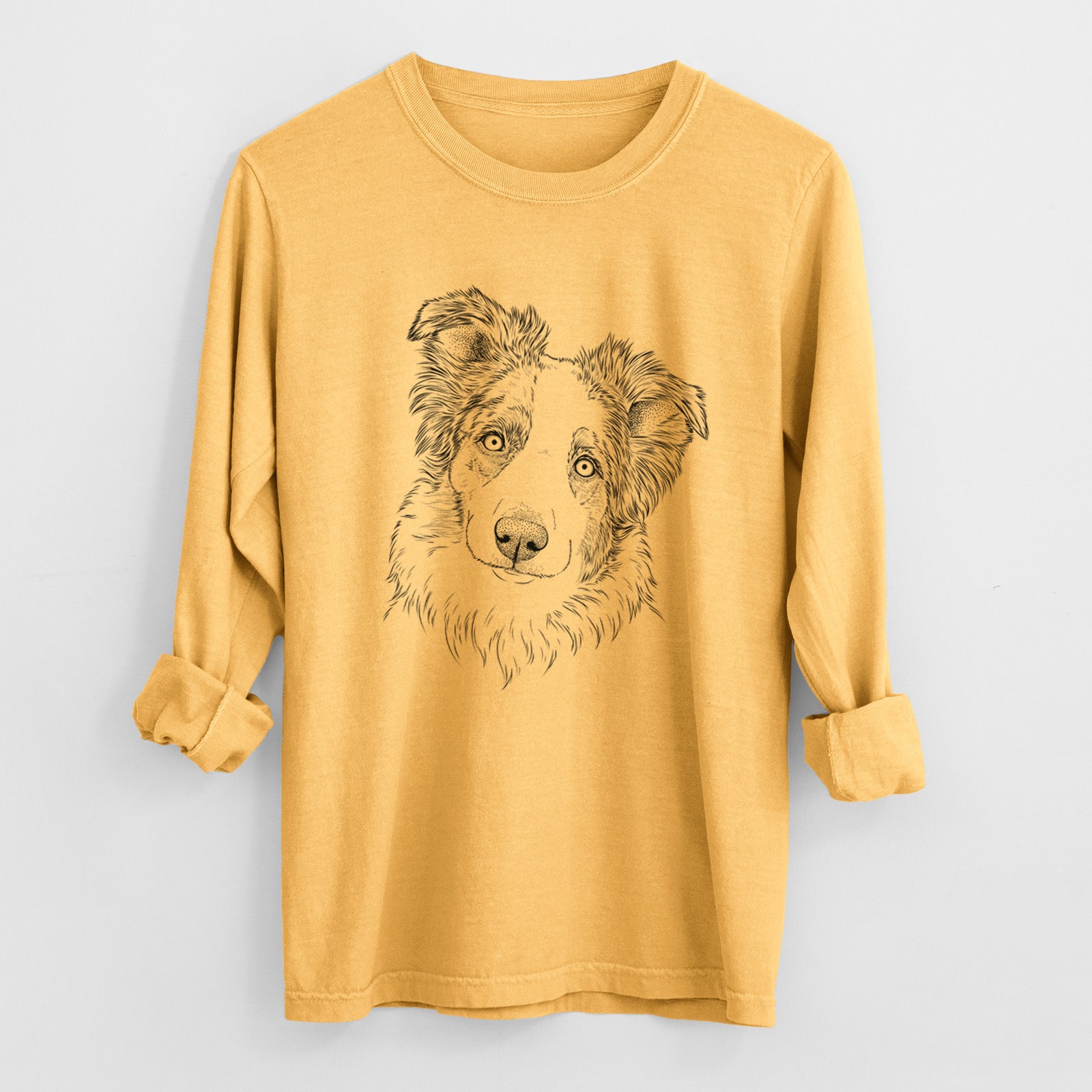 Bare HoneyBee the Miniature Australian Shepherd - Heavyweight 100% Cotton Long Sleeve