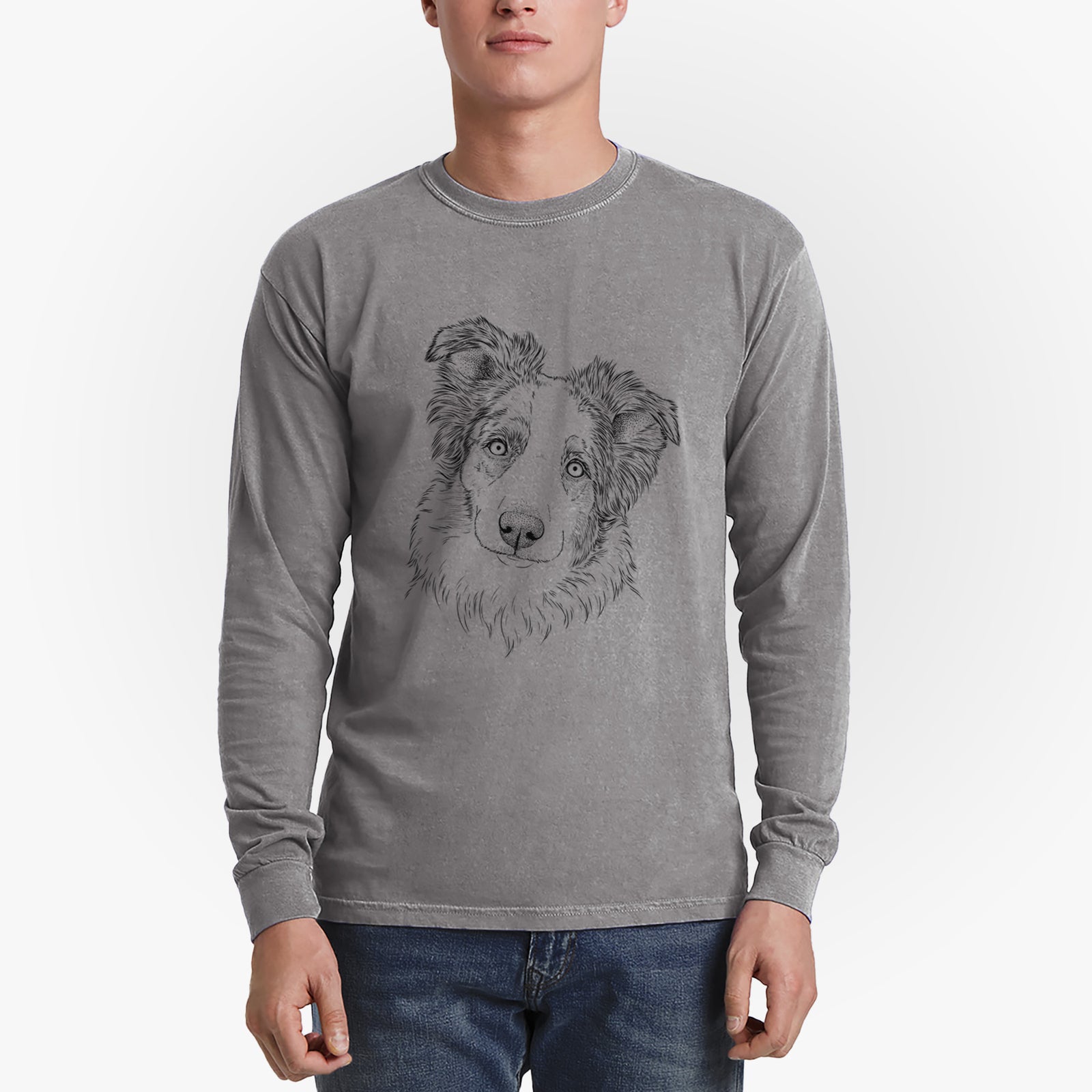 Bare HoneyBee the Miniature Australian Shepherd - Heavyweight 100% Cotton Long Sleeve