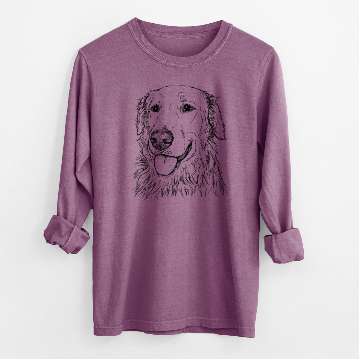 Bare Hopper the Golden Retriever - Men's Heavyweight 100% Cotton Long Sleeve