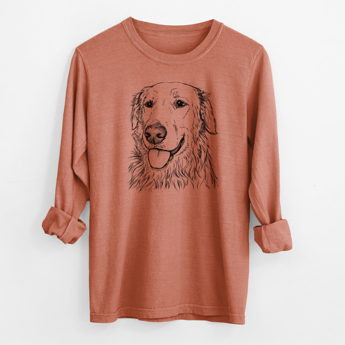 Bare Hopper the Golden Retriever - Men's Heavyweight 100% Cotton Long Sleeve