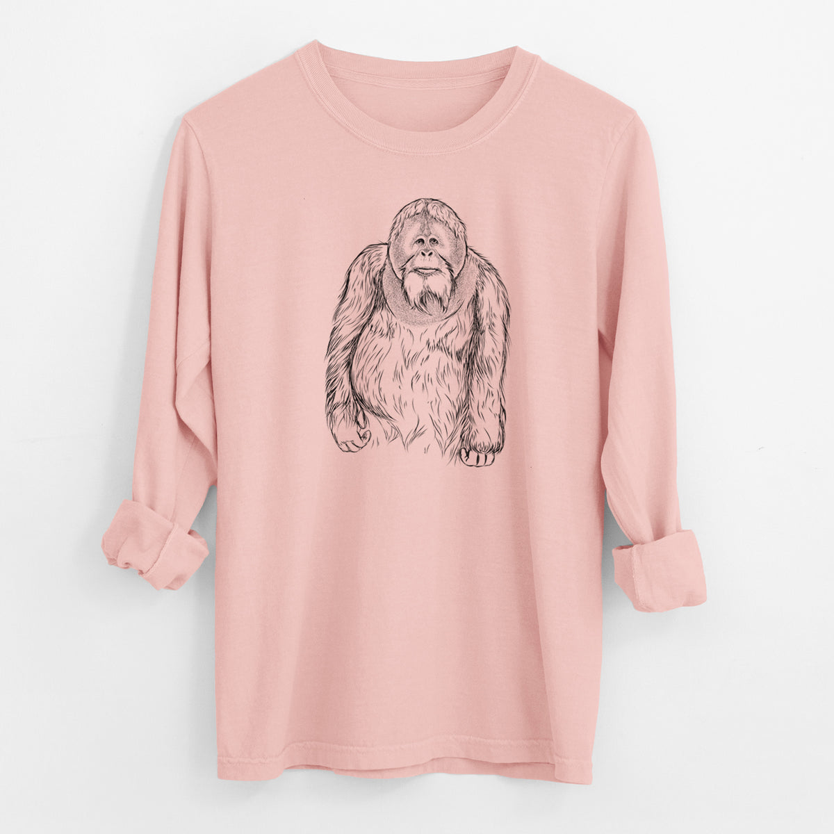 Bare Horace the Male Orangutan - Men's Heavyweight 100% Cotton Long Sleeve