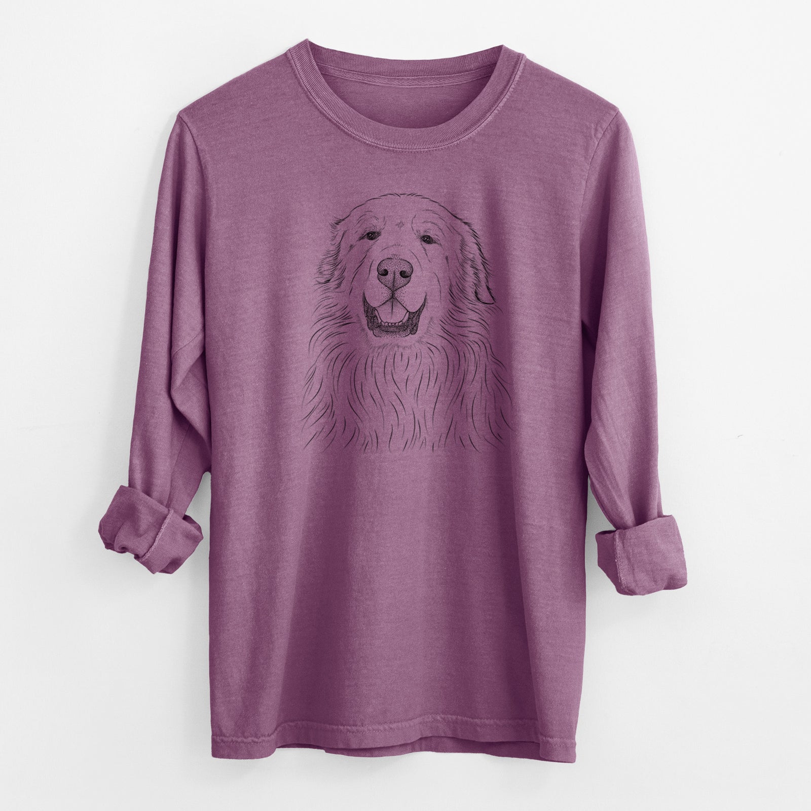 Bare Horton the Great Pyrenees - Men's Heavyweight 100% Cotton Long Sleeve