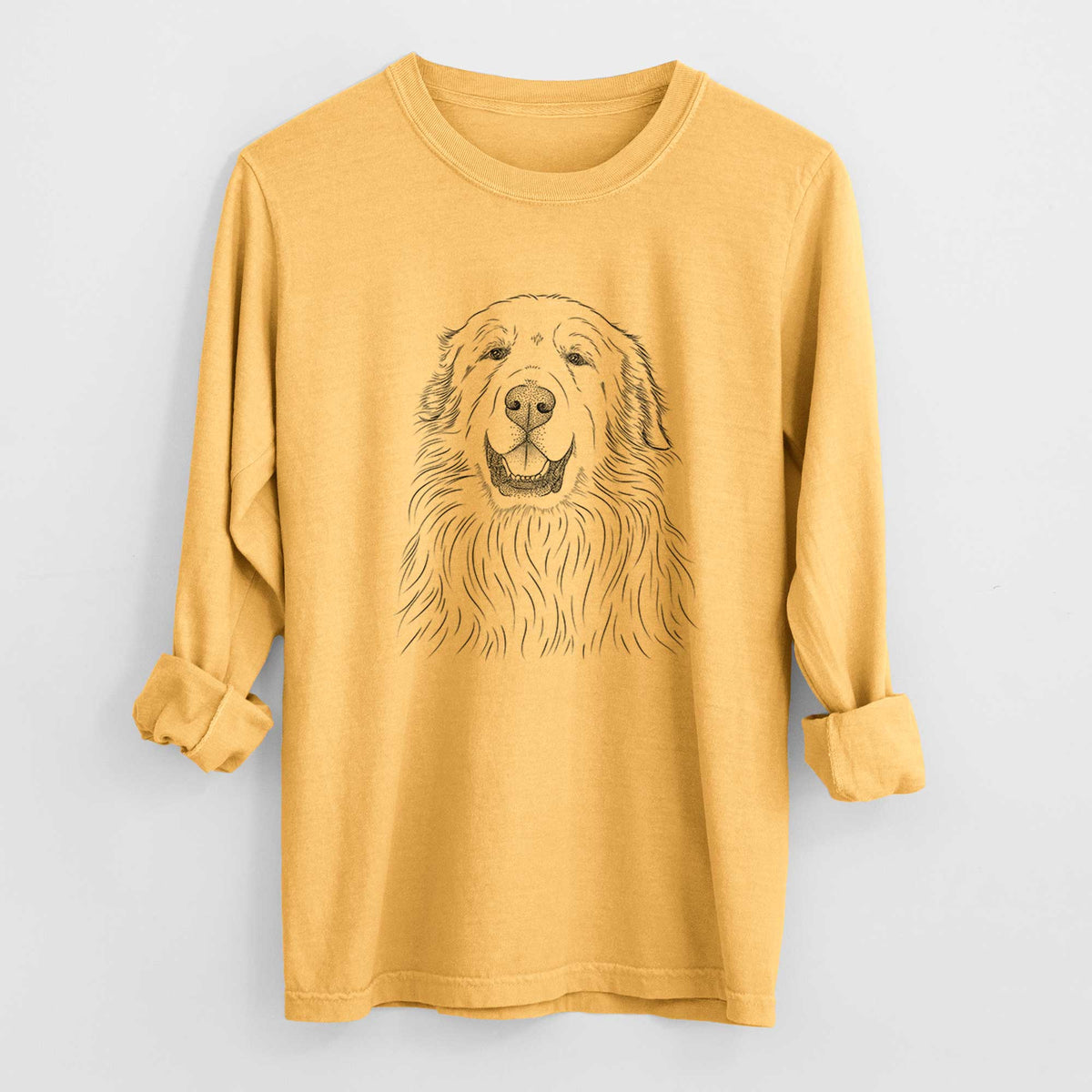 Bare Horton the Great Pyrenees - Men's Heavyweight 100% Cotton Long Sleeve