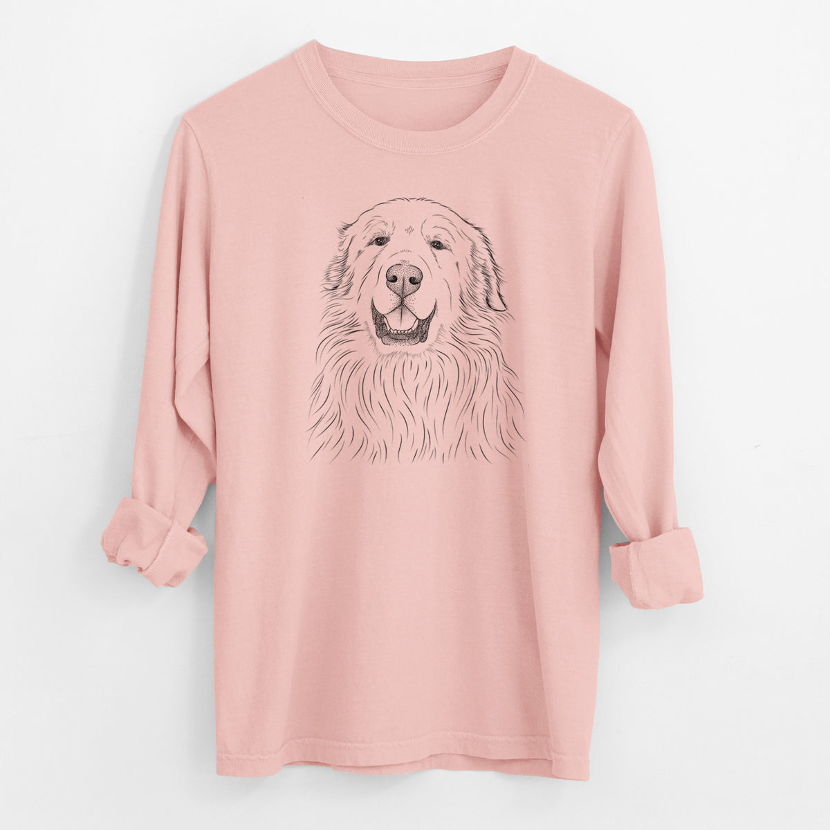 Bare Horton the Great Pyrenees - Men's Heavyweight 100% Cotton Long Sleeve