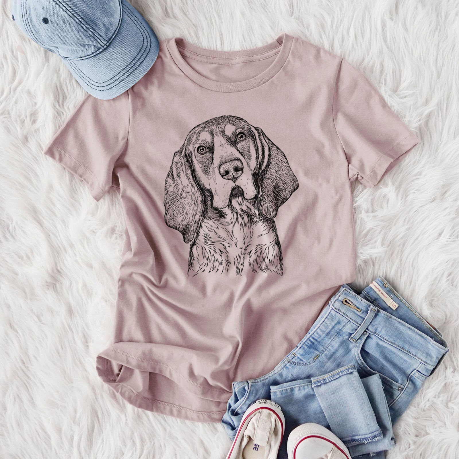 Bare Huck the Bluetick Coonhound - Women's Lightweight Relaxed Fit 100% Cotton Crewneck