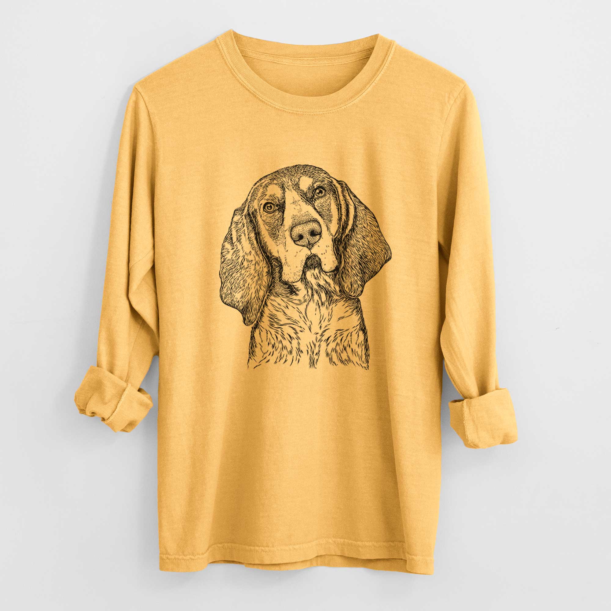 Bare Huck the Bluetick Coonhound - Men's Heavyweight 100% Cotton Long Sleeve