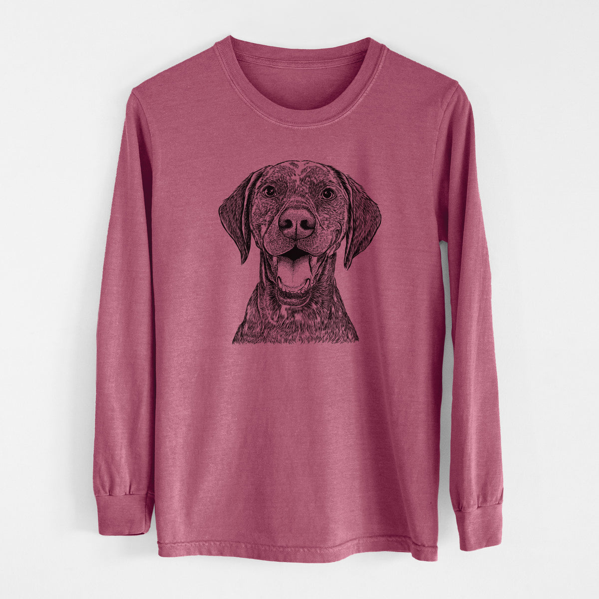 Bare Hudson the German Shorthaired Pointer - Men's Heavyweight 100% Cotton Long Sleeve