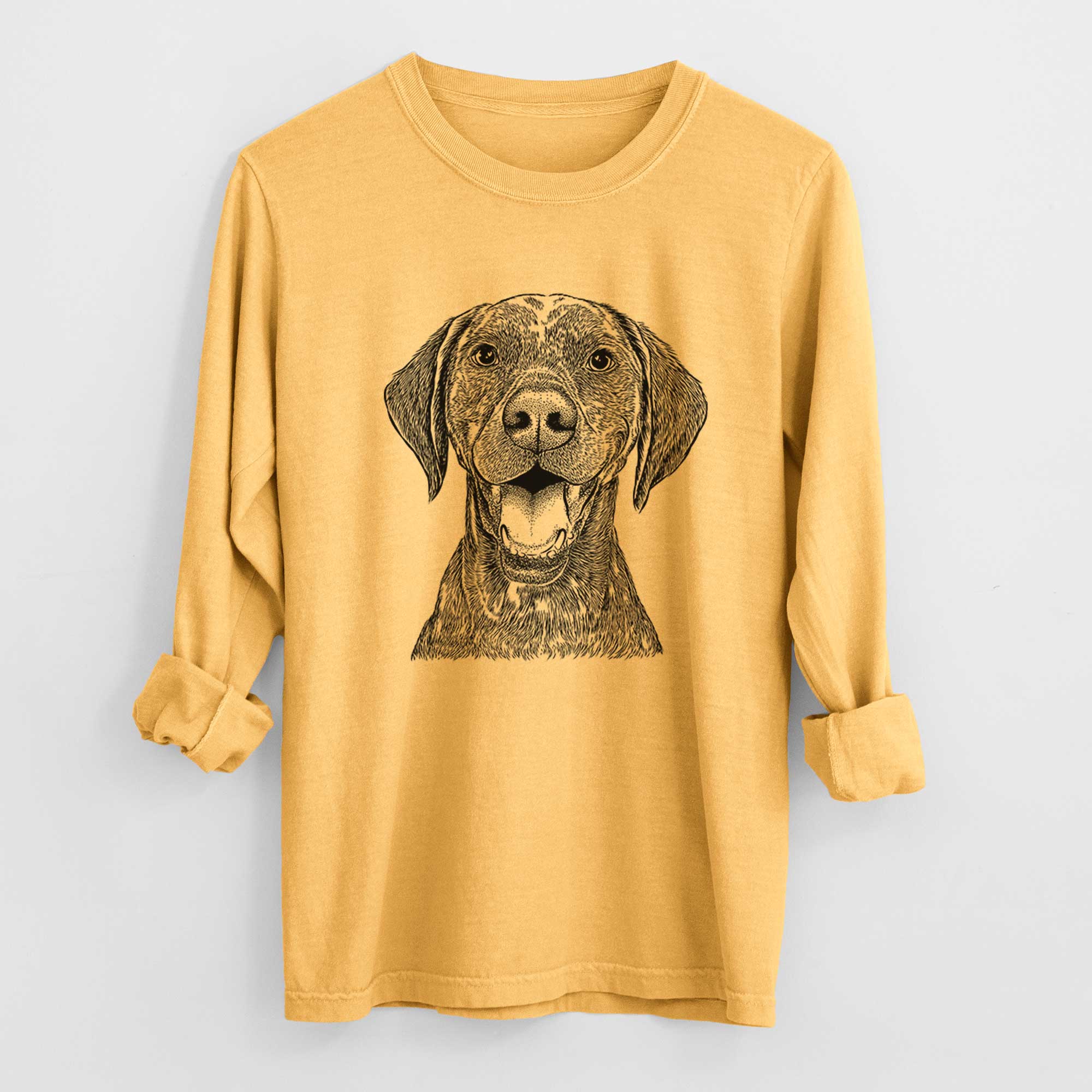 Bare Hudson the German Shorthaired Pointer - Men's Heavyweight 100% Cotton Long Sleeve