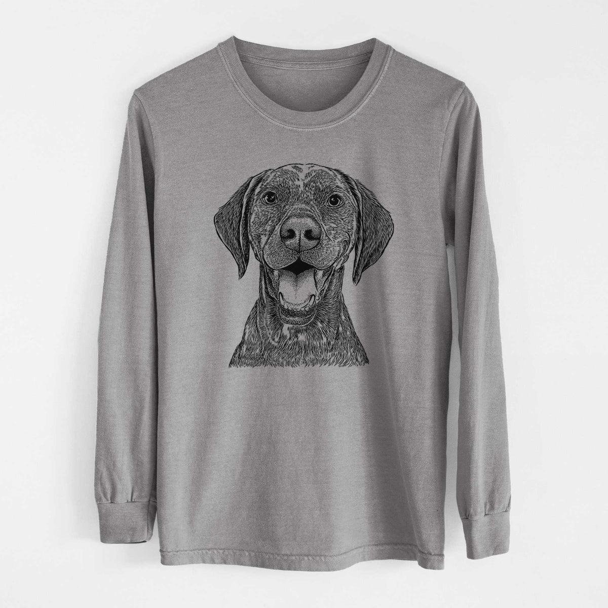 Bare Hudson the German Shorthaired Pointer - Men's Heavyweight 100% Cotton Long Sleeve