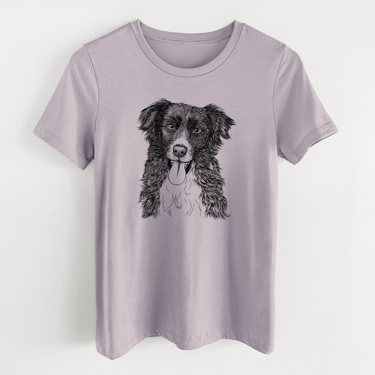 Bare Indi the Border Collie - Women&#39;s Lightweight Relaxed Fit 100% Cotton Crewneck