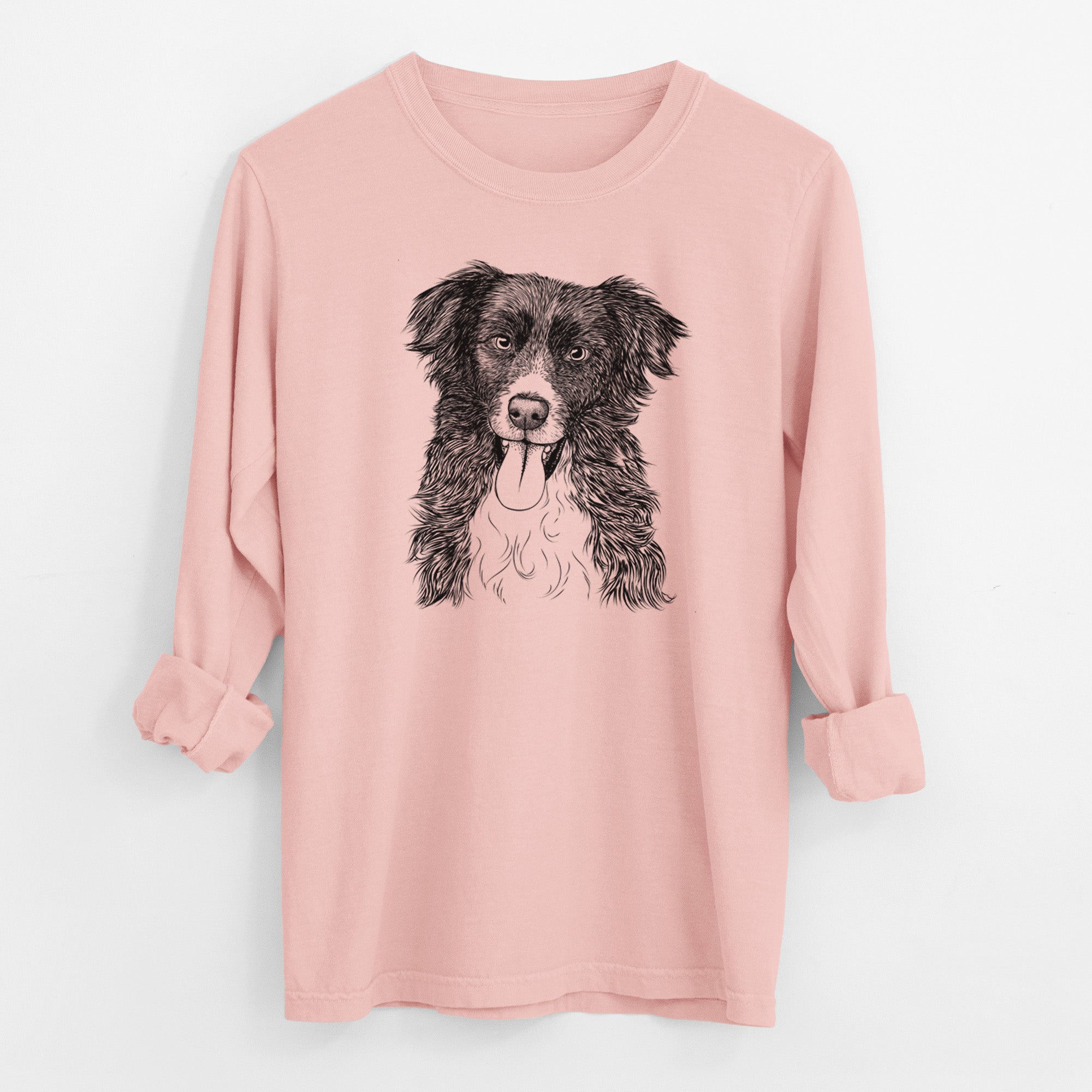 Bare Indi the Border Collie - Men's Heavyweight 100% Cotton Long Sleeve