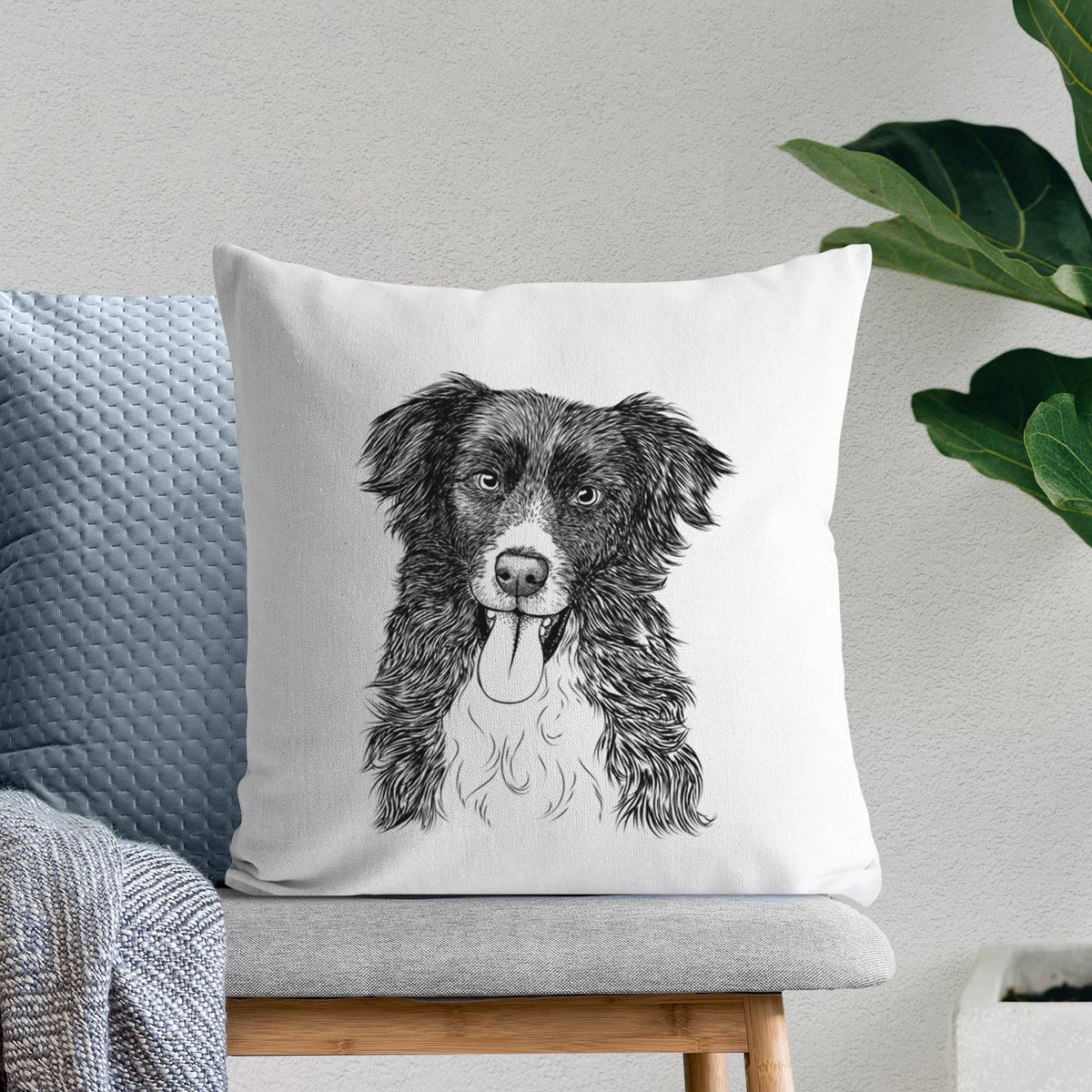 Indi the Border Collie - Throw Pillow Cover