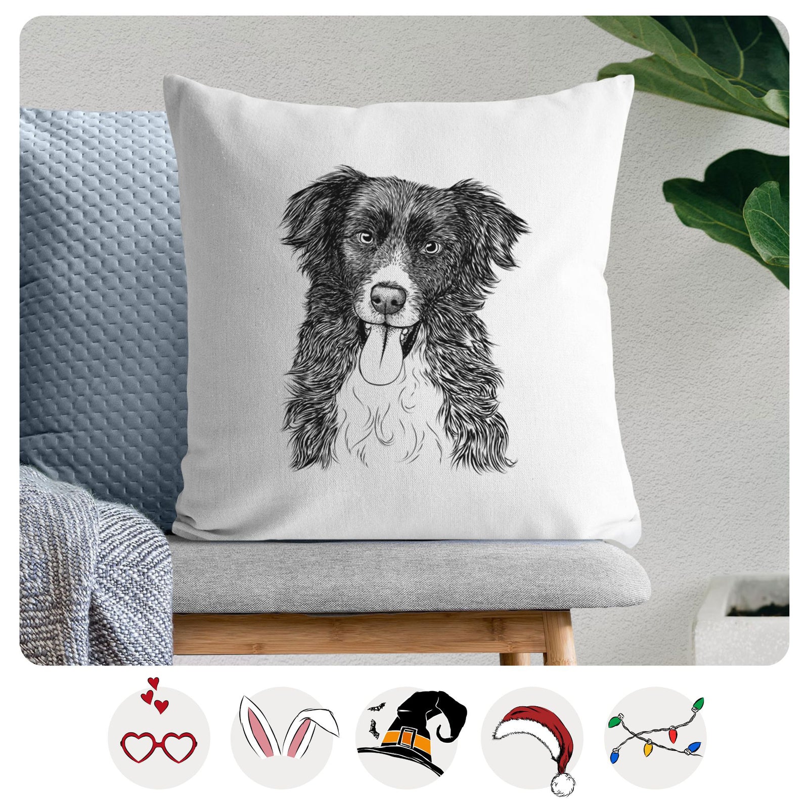 Indi the Border Collie - Throw Pillow Cover