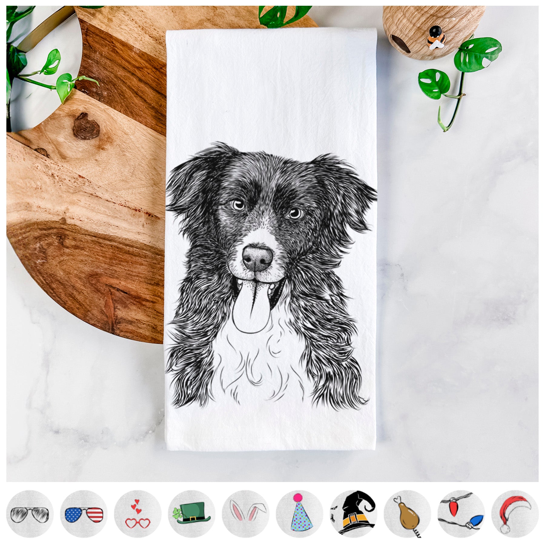 Indi the Border Collie Tea Towel