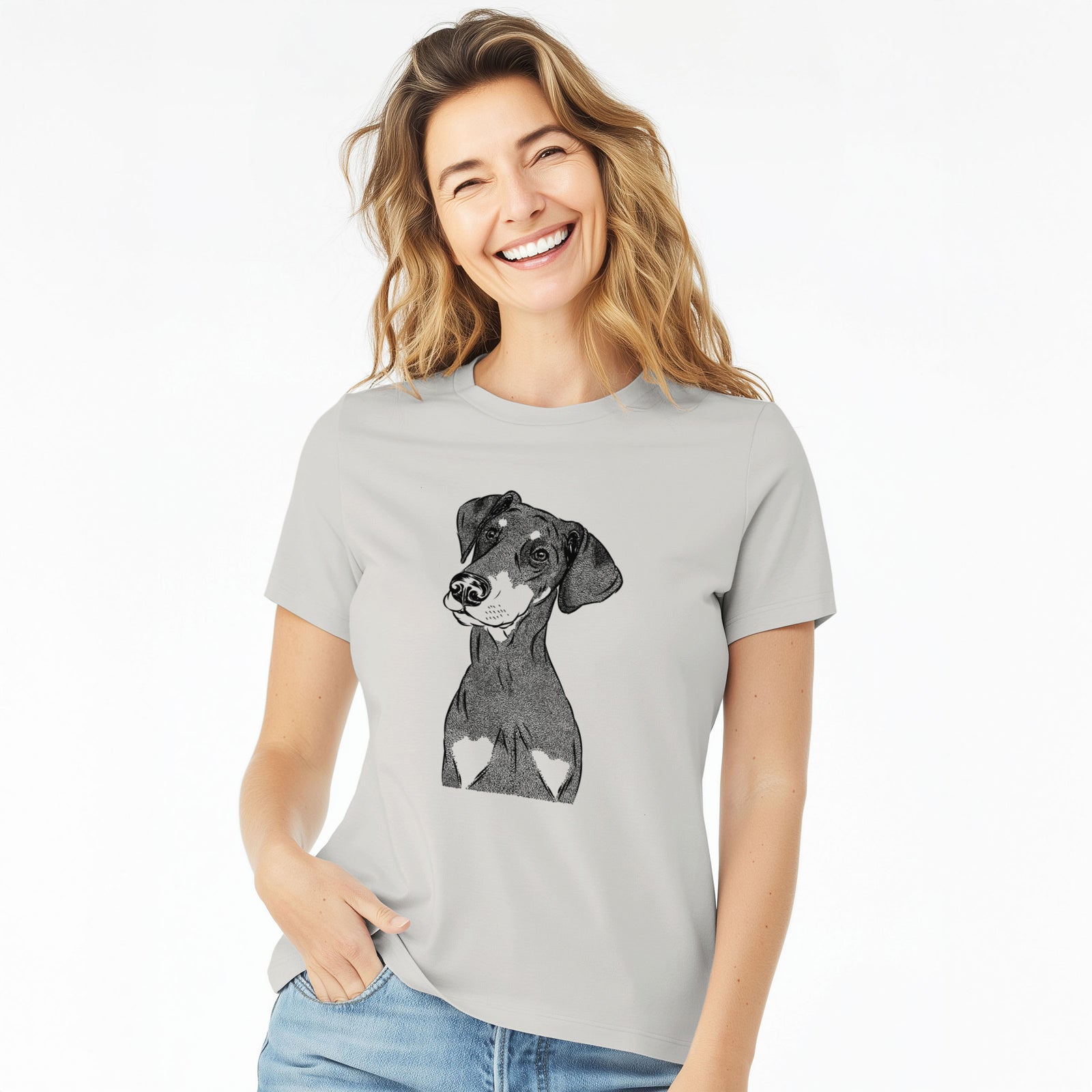 Bare Iroh the Doberman Pinscher - Women's Lightweight Relaxed Fit 100% Cotton Crewneck