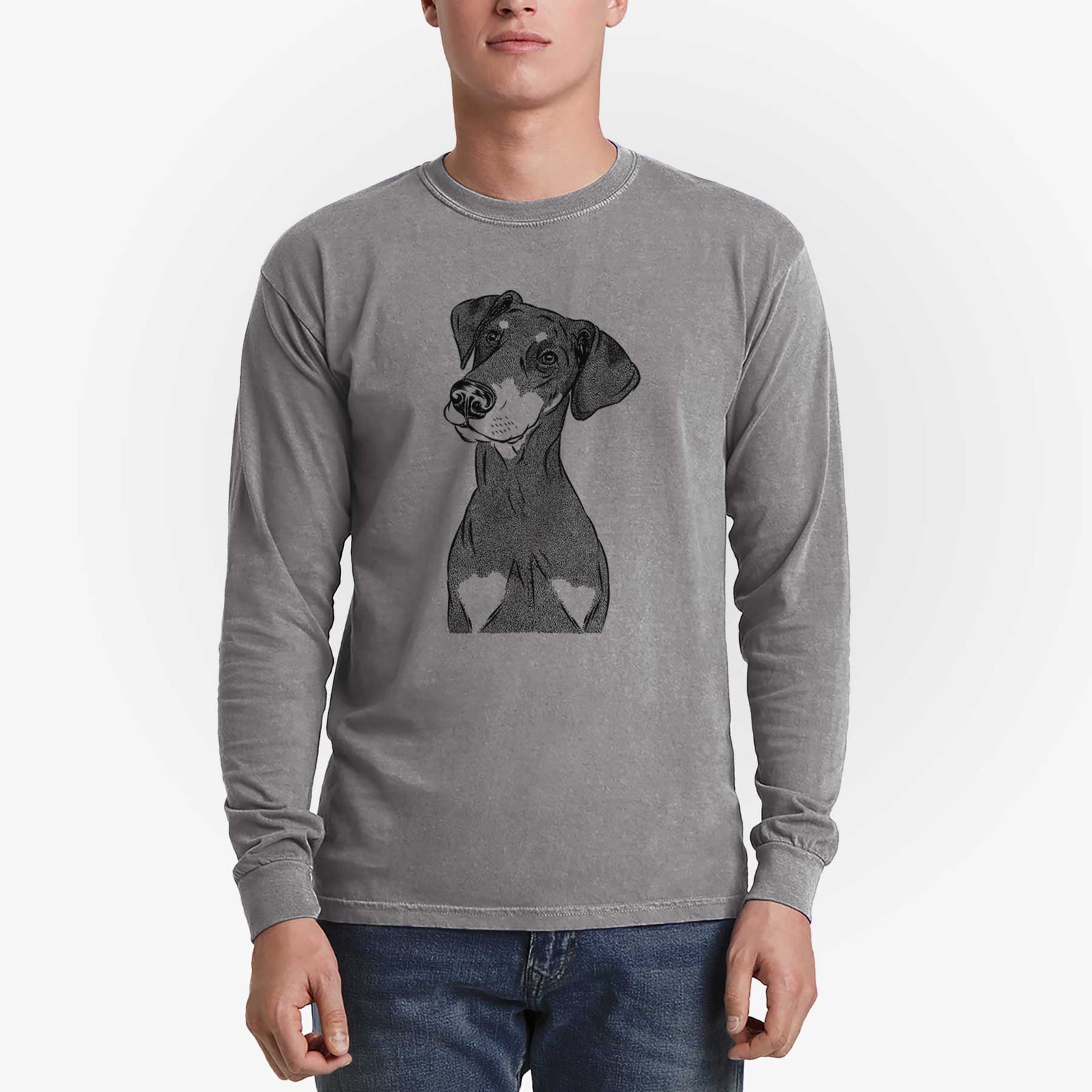 Bare Iroh the Doberman Pinscher - Men's Heavyweight 100% Cotton Long Sleeve