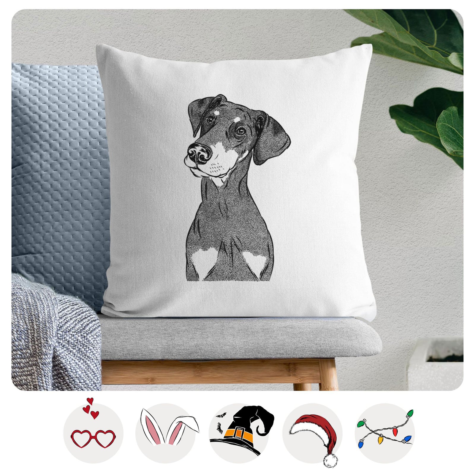 Iroh the Doberman Pinscher - Throw Pillow Cover