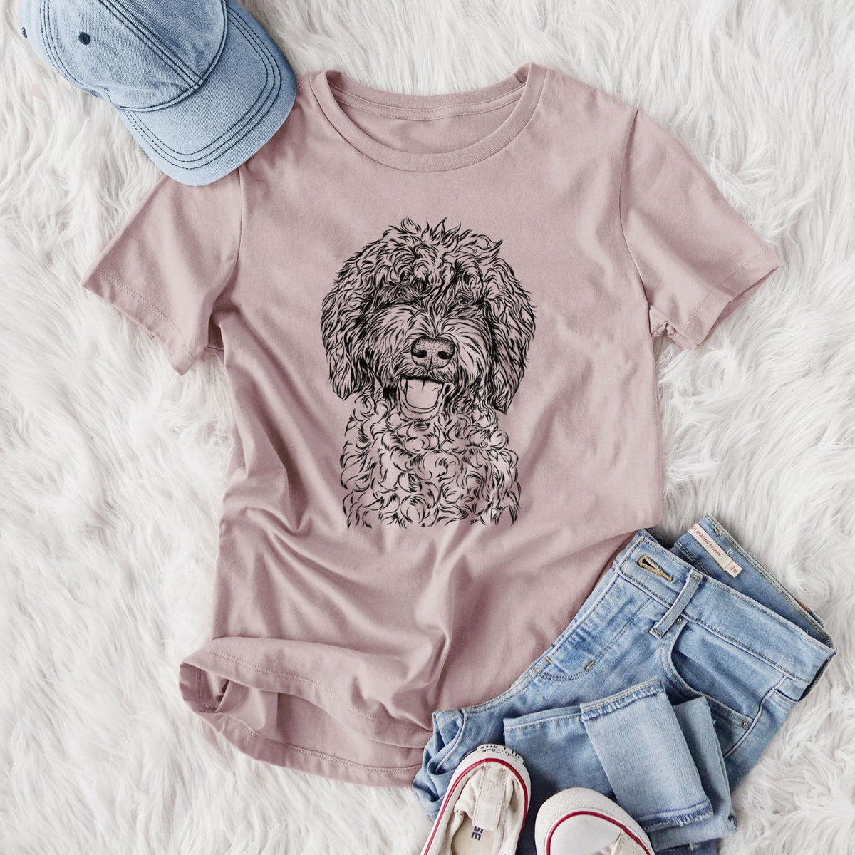 Bare Jack the Chocolate Labradoodle - Women's Lightweight Relaxed Fit 100% Cotton Crewneck