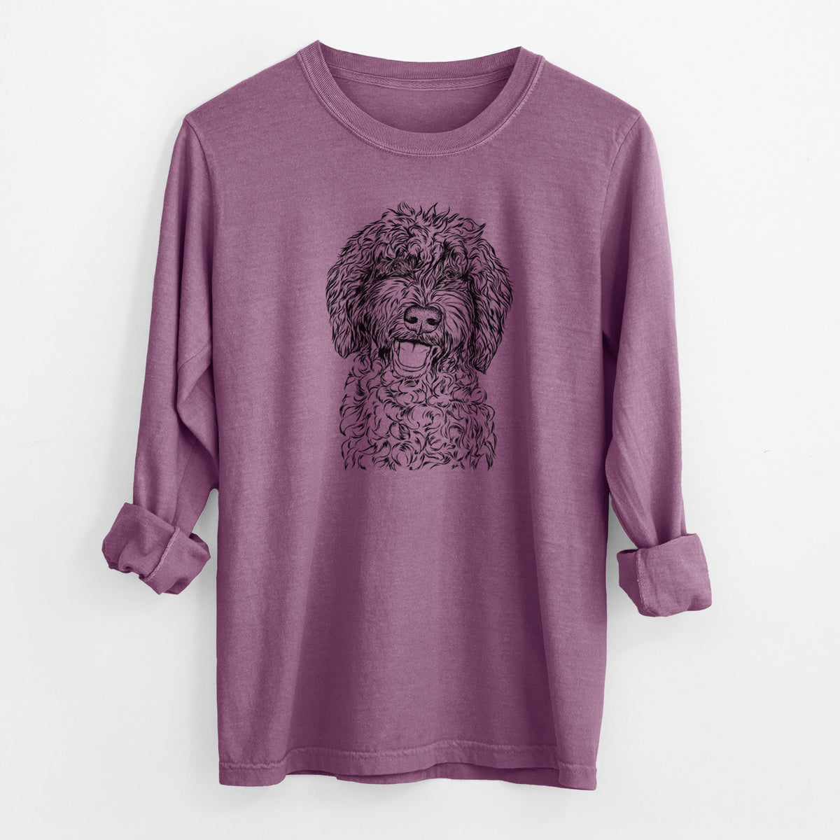 Bare Jack the Chocolate Labradoodle - Men's Heavyweight 100% Cotton Long Sleeve