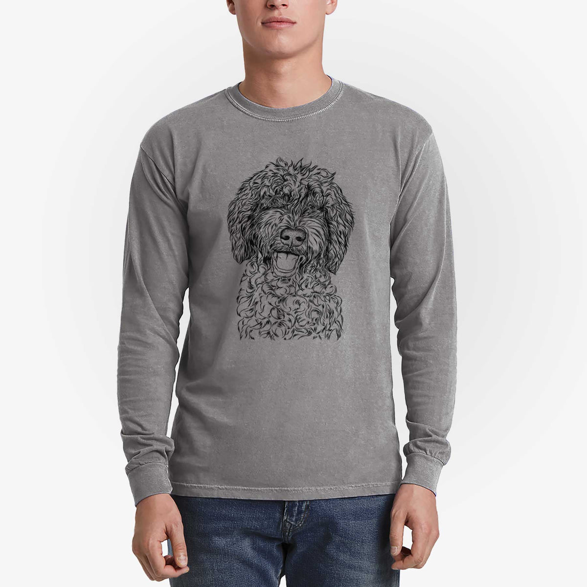 Bare Jack the Chocolate Labradoodle - Men's Heavyweight 100% Cotton Long Sleeve