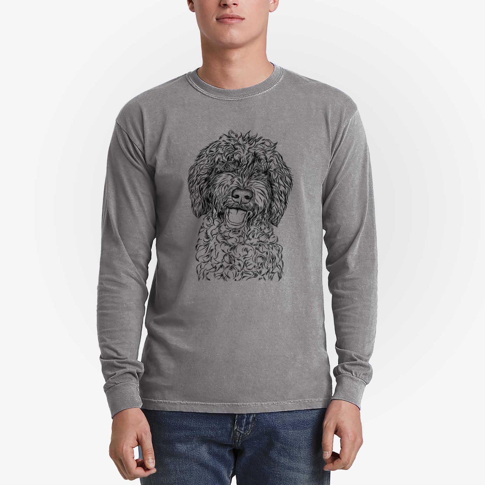 Bare Jack the Chocolate Labradoodle - Men's Heavyweight 100% Cotton Long Sleeve